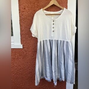 Urban Outfitters Oversized Margo Mixed Henley T-Shirt Dress Size Large White